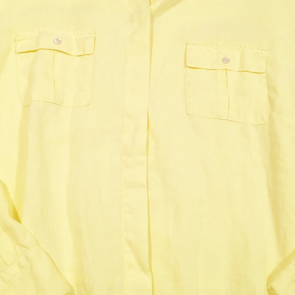 Tommy Bahama yellow button up linen long sleeve XL - Picture 4 of 5